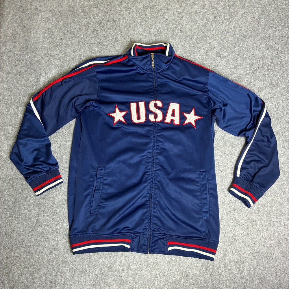 Choice Sportswear Vintage USA Track Jacket Mens Medium Red White Blue Full Zip